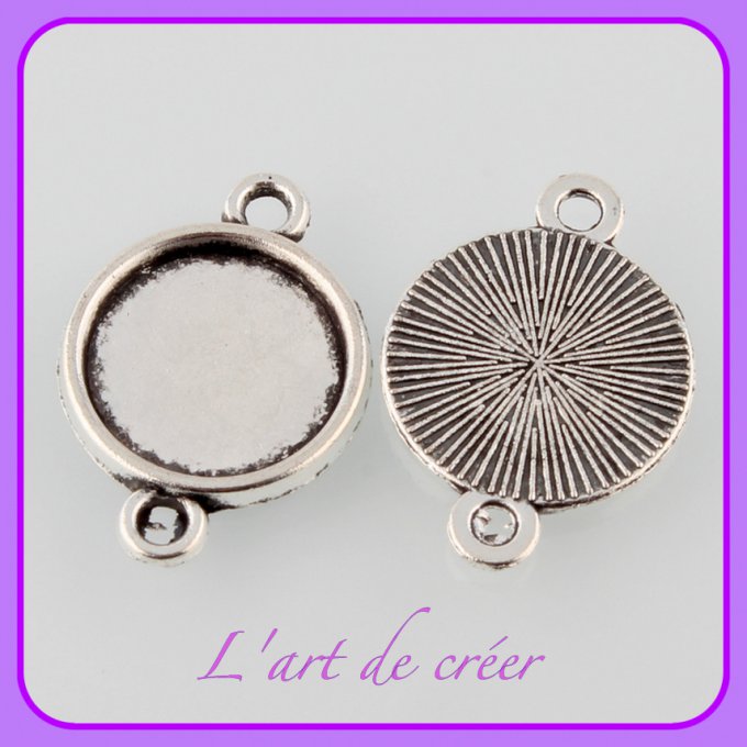 10 support cabochon rond argent - 12 mm