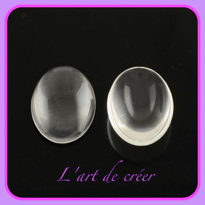 2 cabochons loupes 30 x 40 mm verre