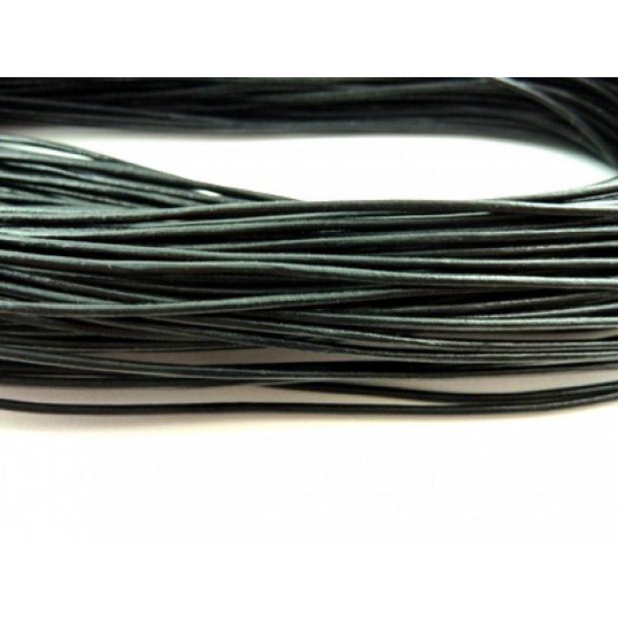 1 metre de cordon en cuir noir , diamètre 1,5mm 
