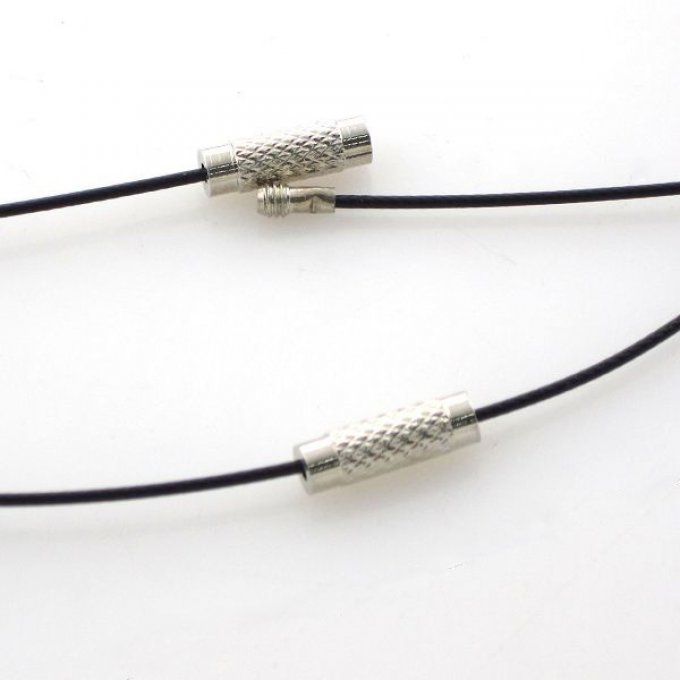 2 Tour de cou cable en acier Noir enrobé 1 mm x 4