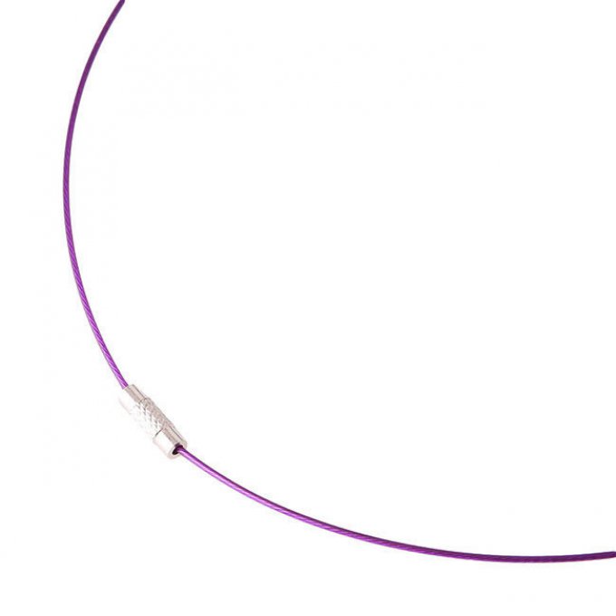 2 Tours de cou cable en acier Violet  enrobé 1 mm 